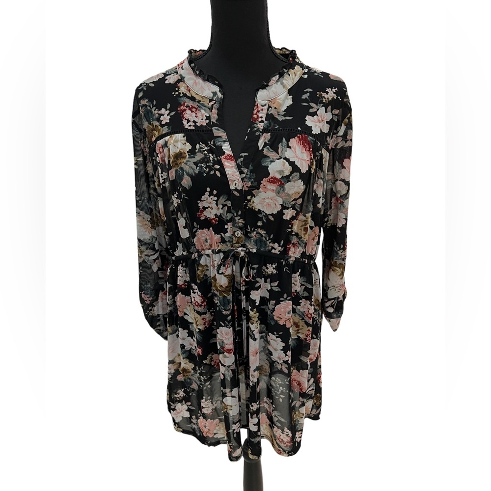 SirenLily Maternity Floral tunic style top 1X